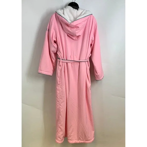 Truly Beauty Pink Hooded Robe Spa Bathrobe Plush‎ Lined Cozy Lounge One Size - Picture 2 of 14